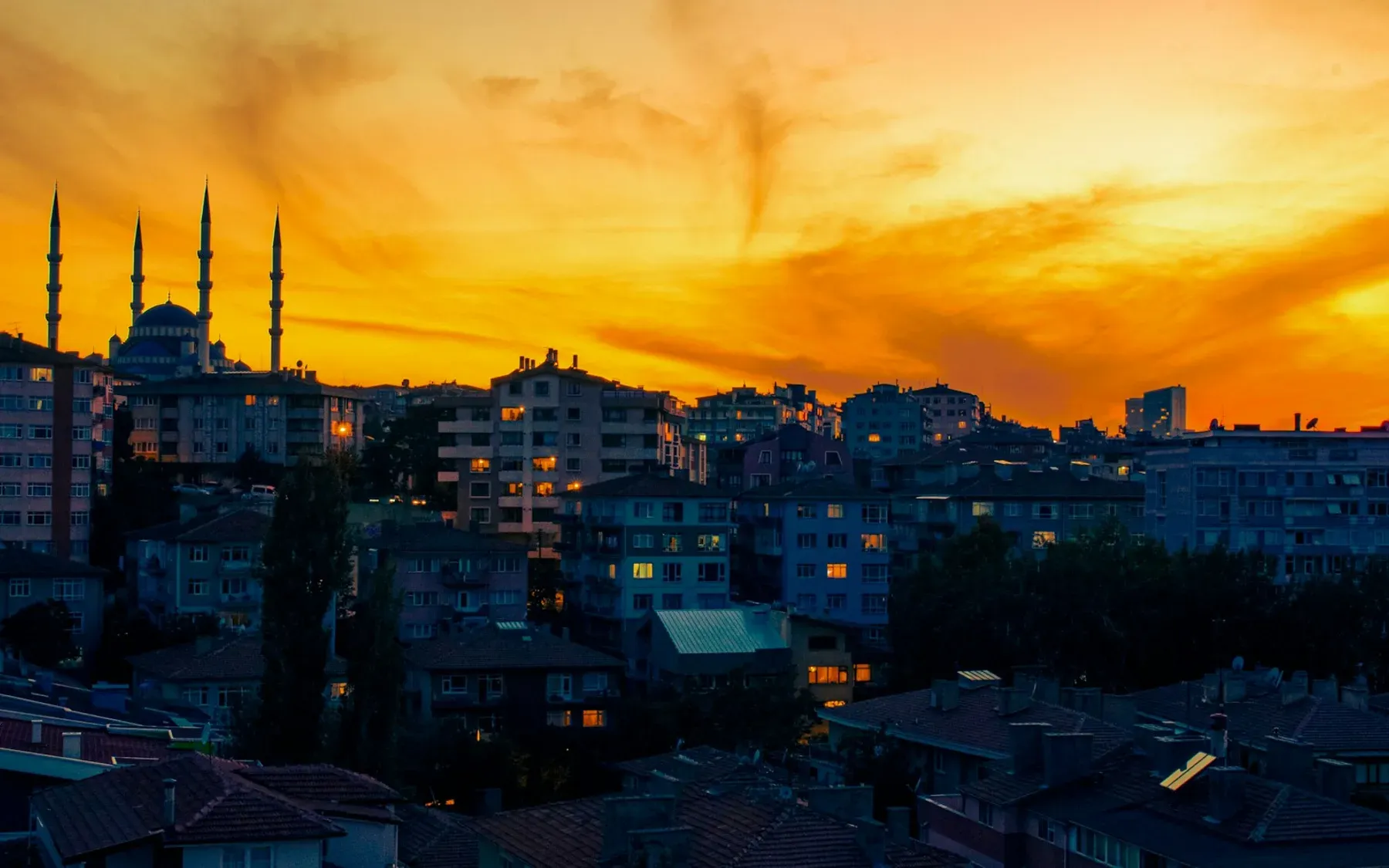 Ankara skyline glowing at sunset