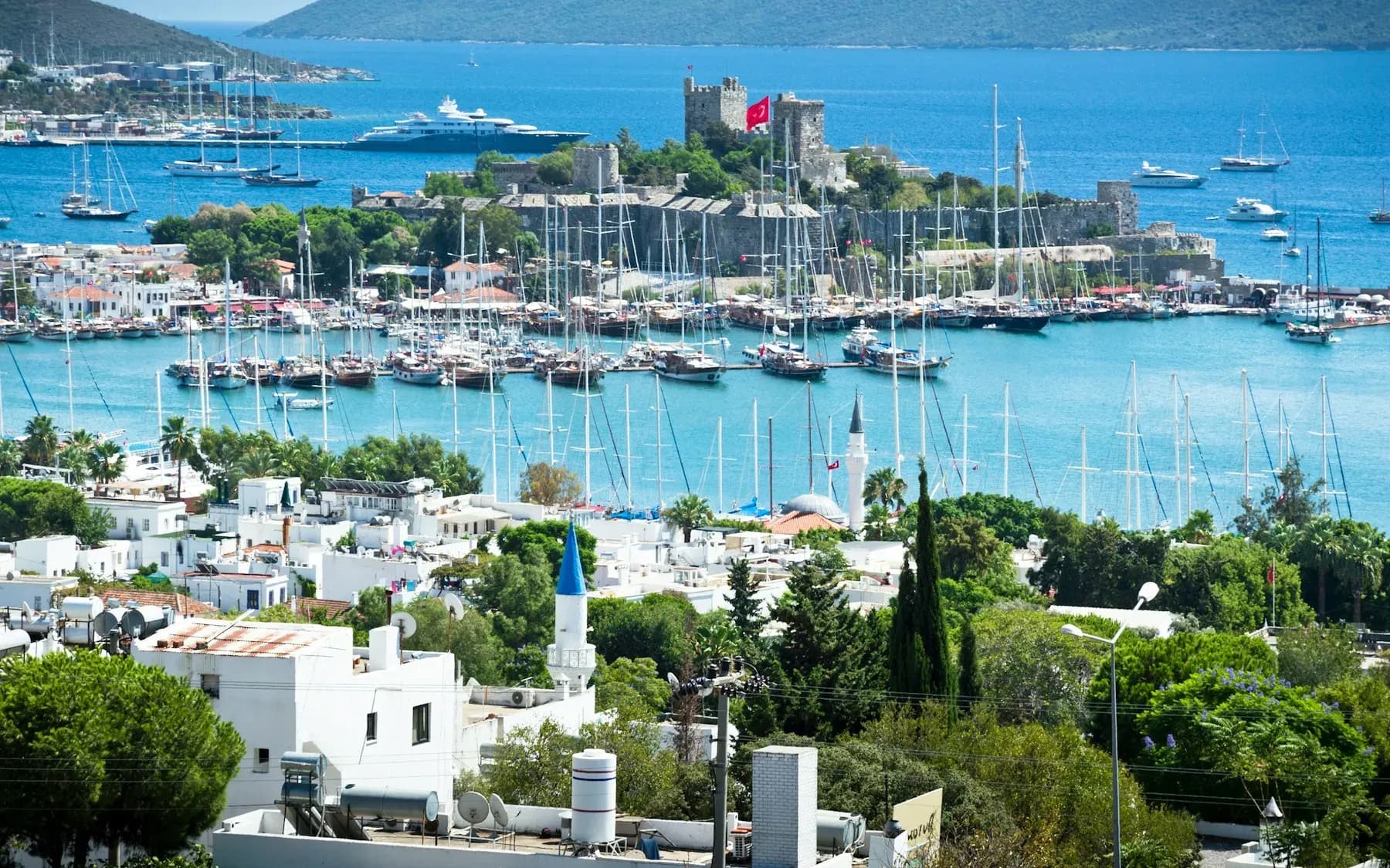 Bodrum harbour, castle and yachts on the Aegean