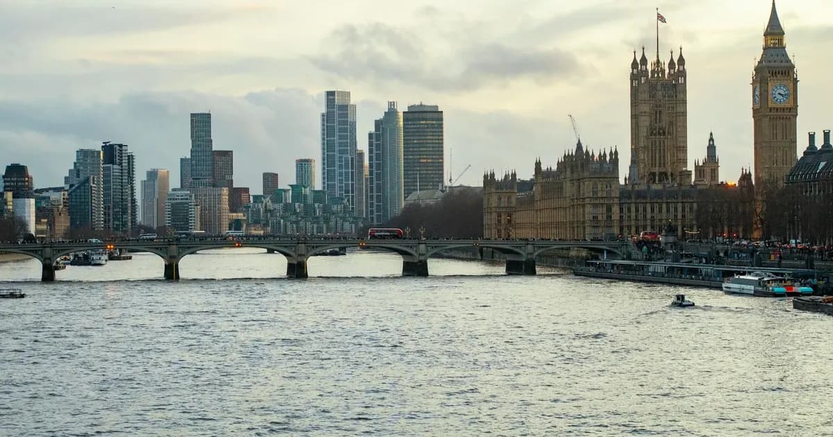 London skyline, Big Ben and the River Thames at dusk
